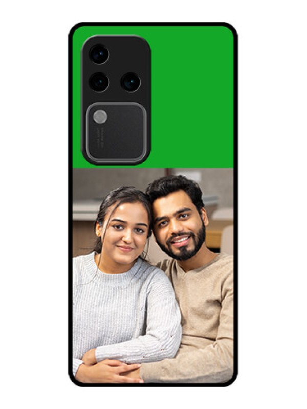 Custom Vivo V30 Pro 5G Custom Glass Phone Case - Green Pattern Design