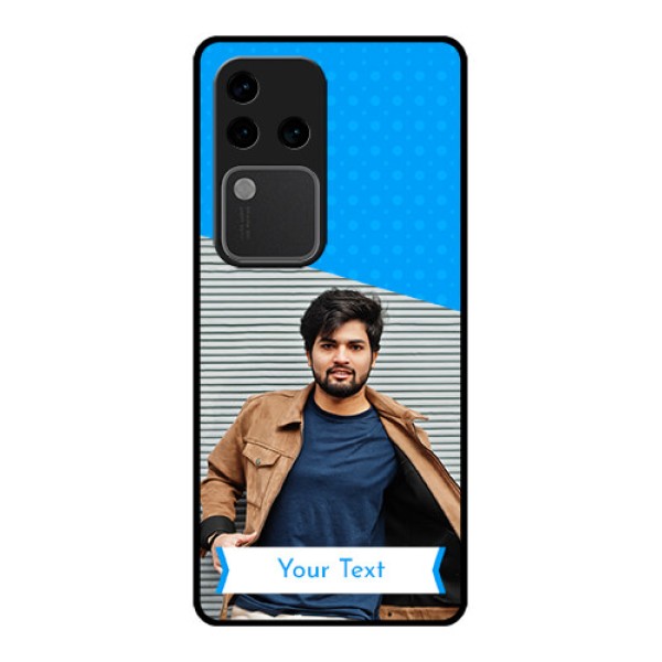 Vivo V30 Pro 5G Custom Glass Phone Case - Simple Blue Color Design Vivo V30 Pro 5G Custom Glass Phone Case - Simple Blue Color Design
