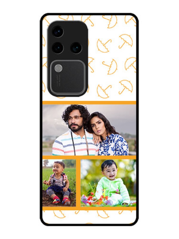 Custom Vivo V30 Pro 5G Custom Glass Phone Case - Yellow Pattern Design