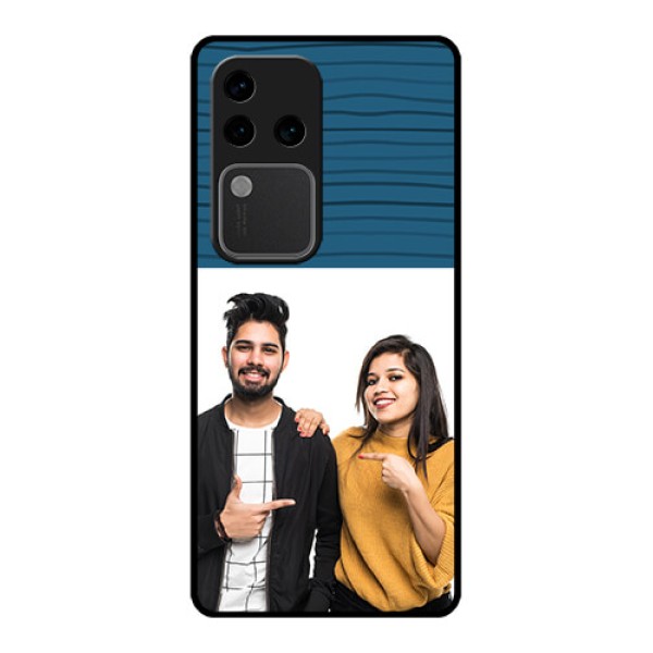 Vivo V30 Pro 5G Custom Glass Phone Case - Blue Pattern Cover Design