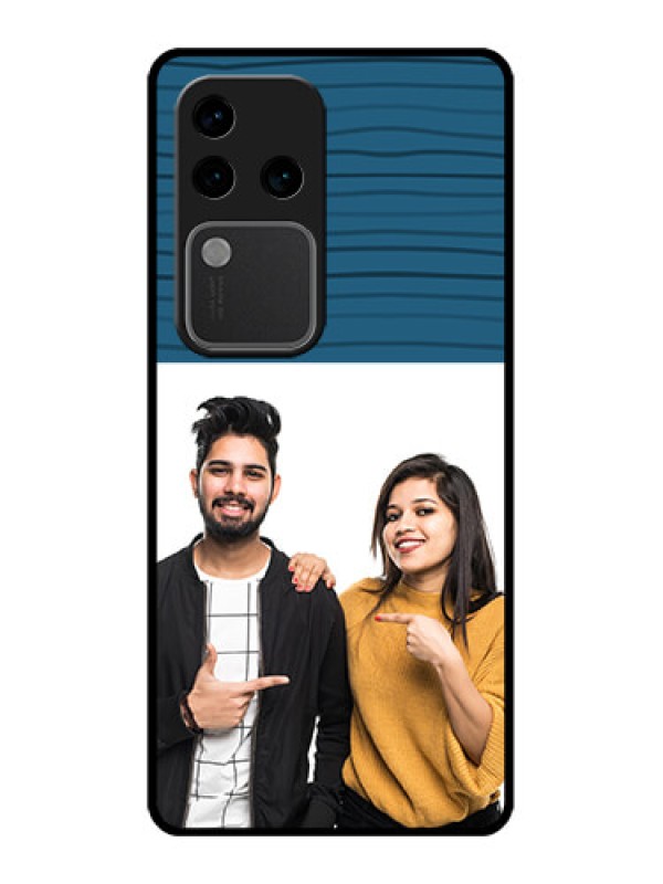 Custom Vivo V30 Pro 5G Custom Glass Phone Case - Blue Pattern Cover Design