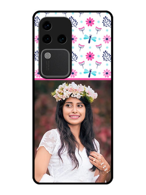 Custom Vivo V30 Pro 5G Custom Glass Phone Case - Colorful Flower Design