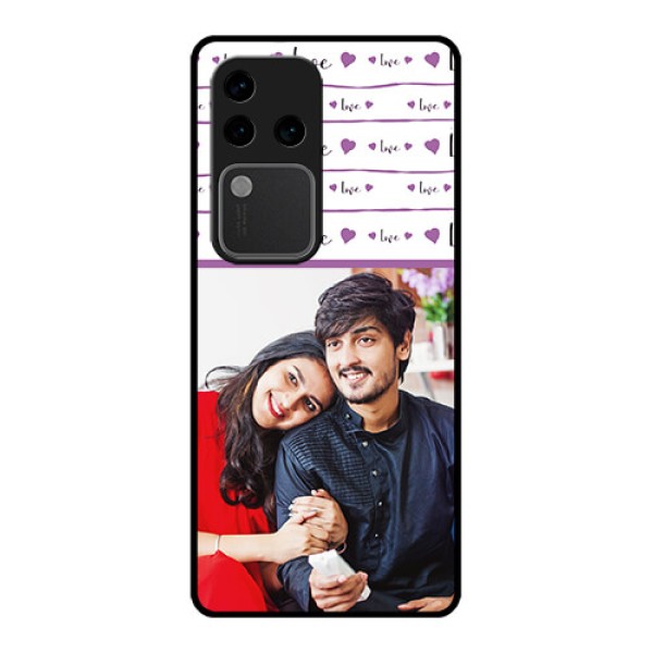 Vivo V30 Pro 5G Custom Glass Phone Case - Couples Heart Design