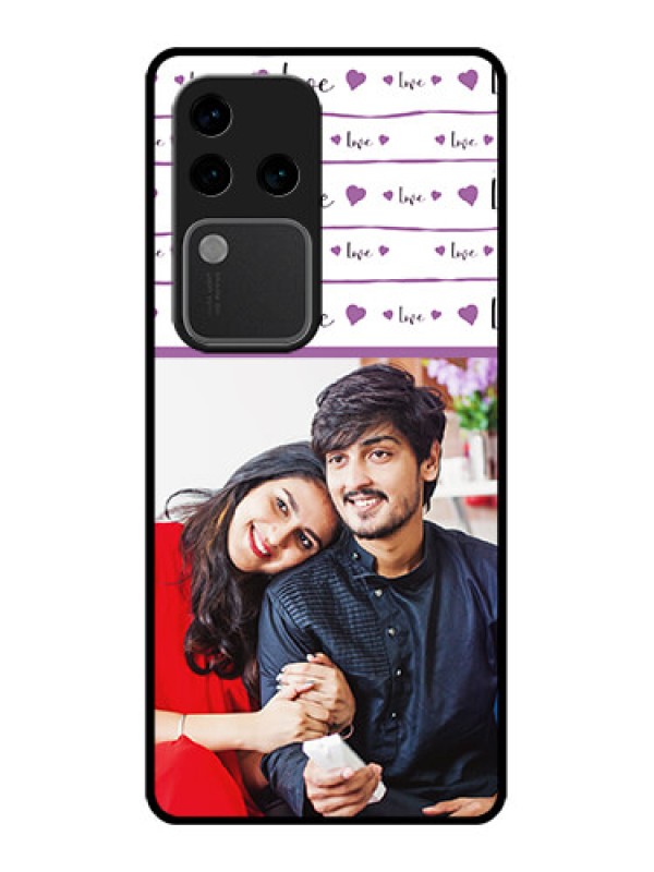 Custom Vivo V30 Pro 5G Custom Glass Phone Case - Couples Heart Design