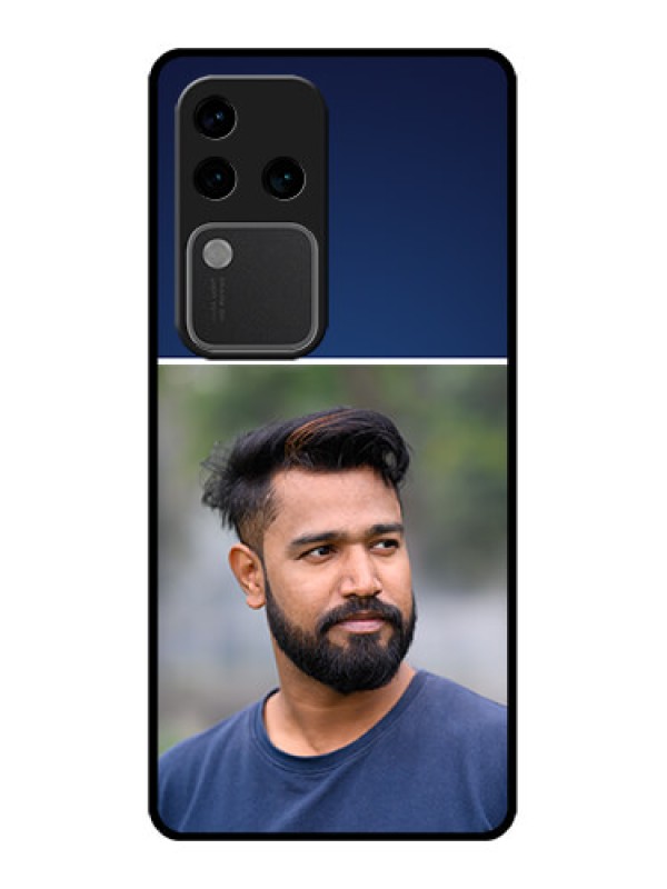 Custom Vivo V30 Pro 5G Custom Glass Phone Case - Simple Royal Blue Design