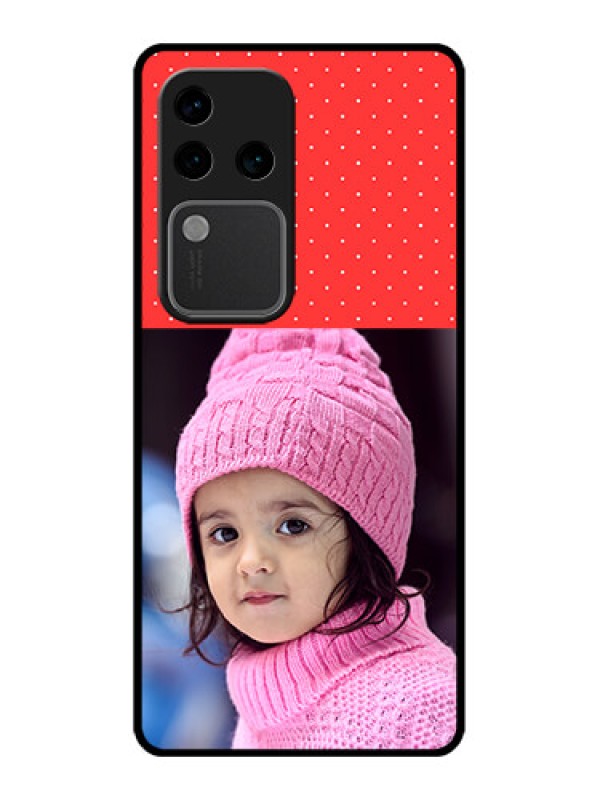 Custom Vivo V30 Pro 5G Custom Glass Phone Case - Red Pattern Design
