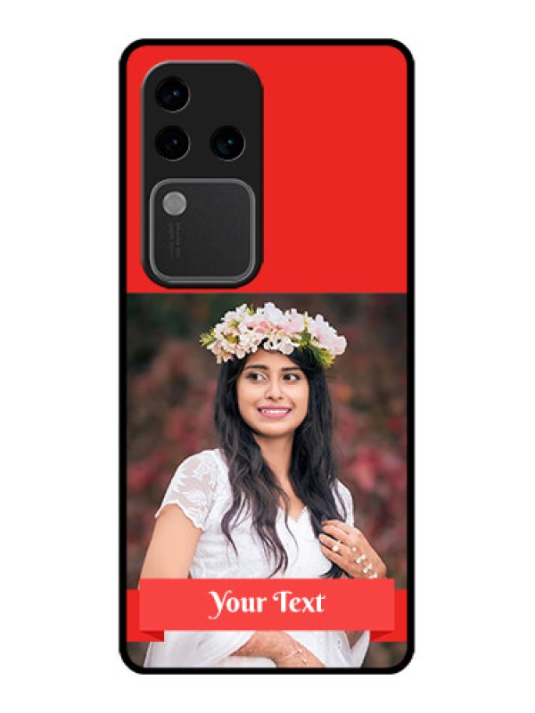 Custom Vivo V30 Pro 5G Custom Glass Phone Case - Simple Red Color Design