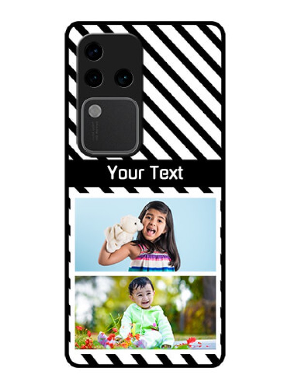 Custom Vivo V30 Pro 5G Custom Glass Phone Case - Black And White Stripes Design