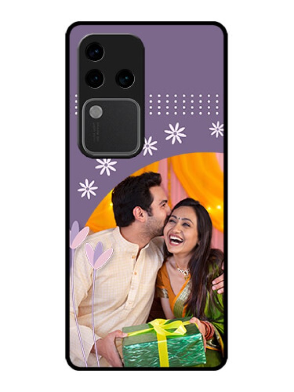 Custom Vivo V30 Pro 5G Custom Glass Phone Case - Lavender Flowers Design