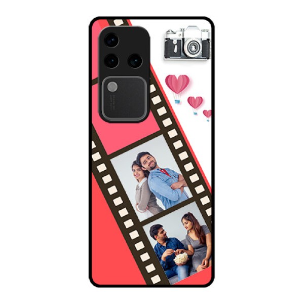 Vivo V30 Pro 5G Custom Glass Phone Case - 3 Image Holder With Film Reel Vivo V30 Pro 5G Custom Glass Phone Case - 3 Image Holder With Film Reel