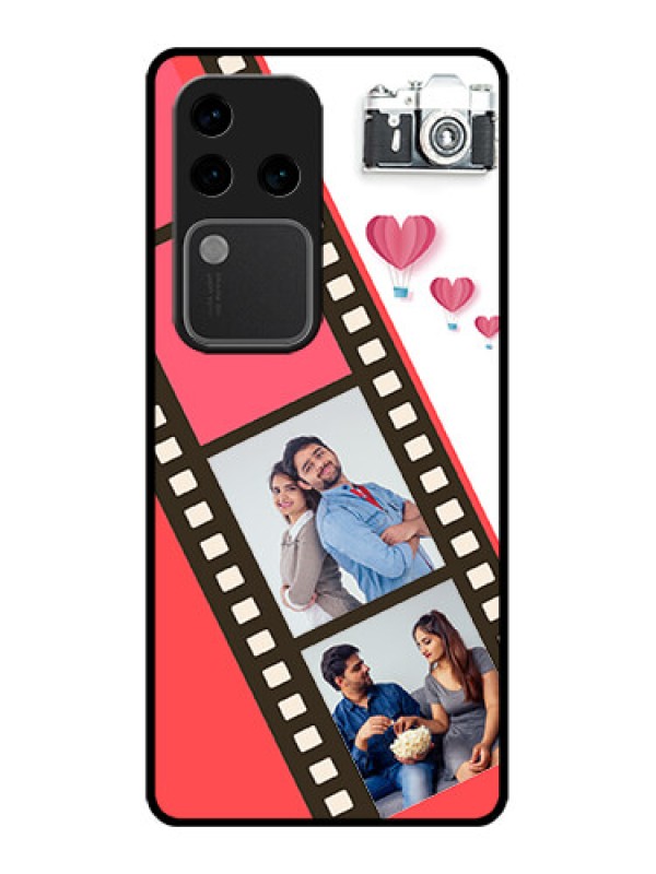Custom Vivo V30 Pro 5G Custom Glass Phone Case - 3 Image Holder With Film Reel