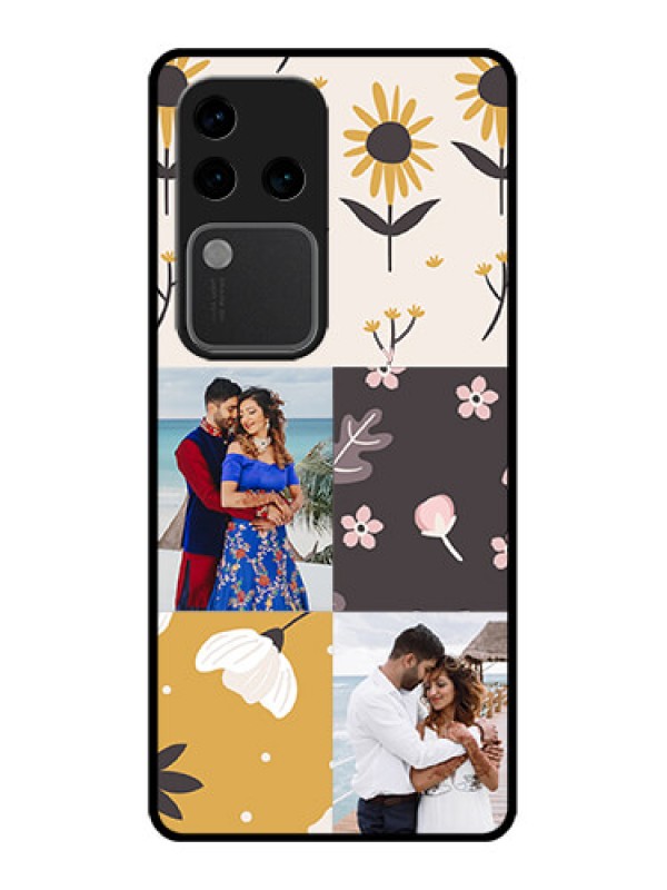 Custom Vivo V30 Pro 5G Custom Glass Phone Case - 3 Images With Floral Design