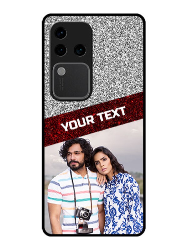 Custom Vivo V30 Pro 5G Custom Glass Phone Case - Image Holder With Glitter Strip Design