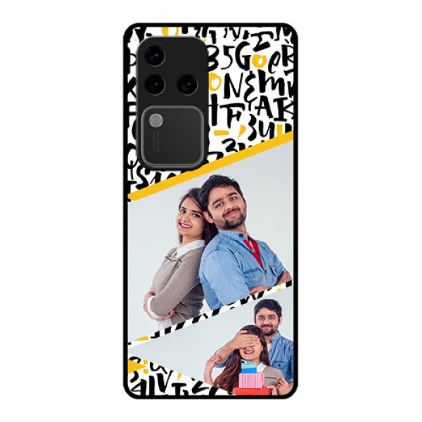 Vivo V30 Pro 5G Custom Glass Phone Case - Letters Pattern Design