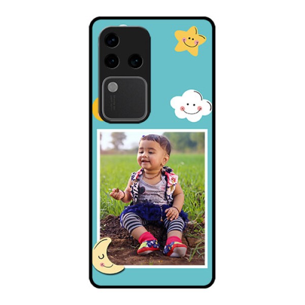 Vivo V30 Pro 5G Custom Glass Phone Case - Smiley Kids Stars Design