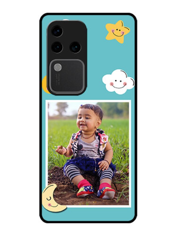 Custom Vivo V30 Pro 5G Custom Glass Phone Case - Smiley Kids Stars Design