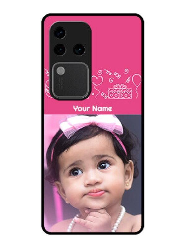 Custom Vivo V30 Pro 5G Custom Glass Phone Case - With Birthday Line Art Design