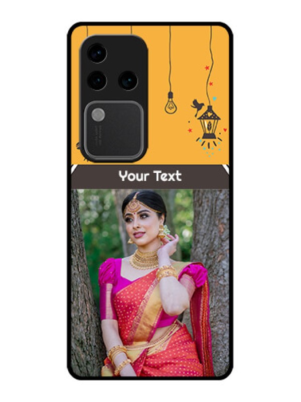Custom Vivo V30 Pro 5G Custom Glass Phone Case - With Family Picture And Icons
