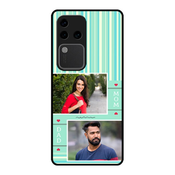 Vivo V30 Pro 5G Custom Glass Phone Case - Mom & Dad Pic Design