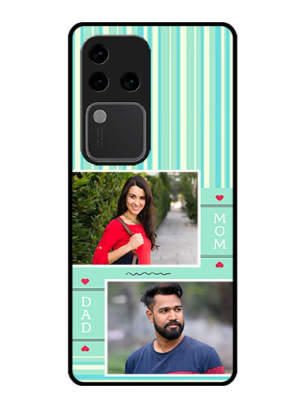 Custom Vivo V30 Pro 5G Custom Glass Phone Case - Mom & Dad Pic Design