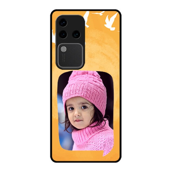 Vivo V30 Pro 5G Custom Glass Phone Case - Water Color Design With Bird Icons Vivo V30 Pro 5G Custom Glass Phone Case - Water Color Design With Bird Icons