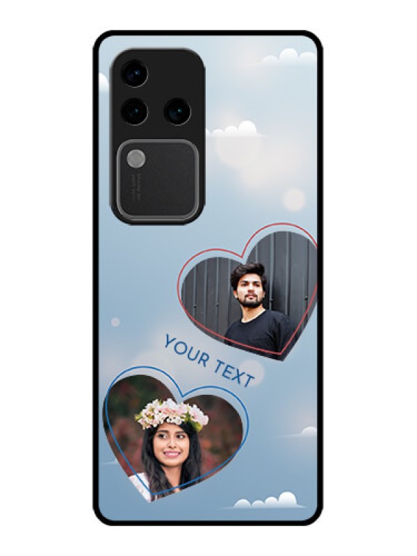 Custom Vivo V30 Pro 5G Custom Glass Phone Case - Blue Color Couple Design