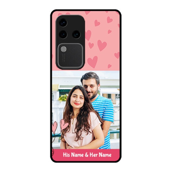 Vivo V30 Pro 5G Custom Glass Phone Case - Love Design Peach Color
