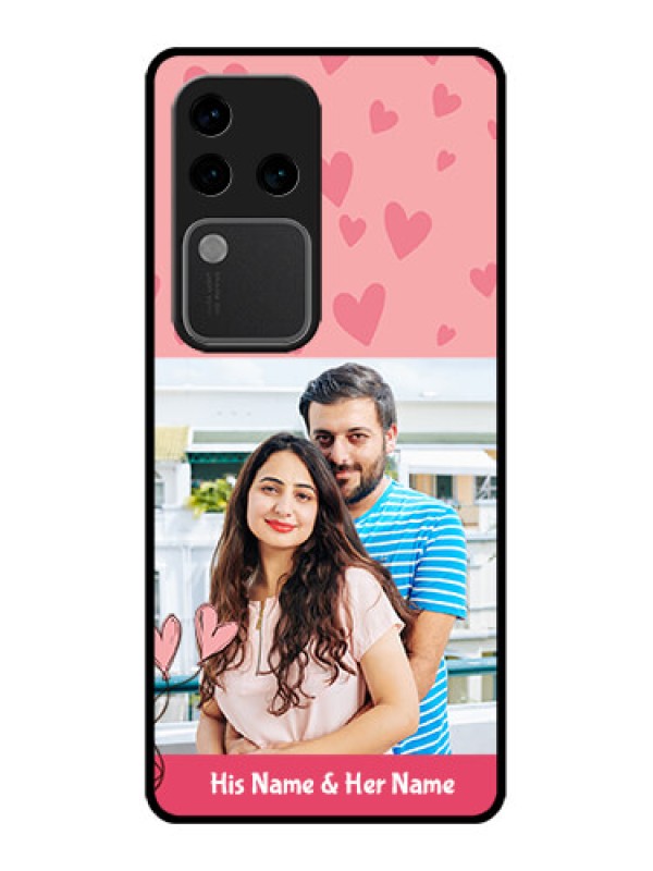 Custom Vivo V30 Pro 5G Custom Glass Phone Case - Love Design Peach Color