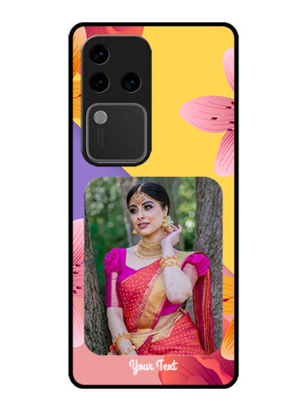 Custom Vivo V30 Pro 5G Custom Glass Phone Case - 3 Image With Vintage Floral Design