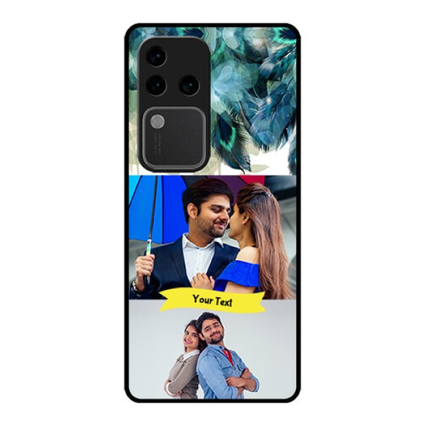 Vivo V30 Pro 5G Custom Glass Phone Case - Image With Boho Peacock Feather Design Vivo V30 Pro 5G Custom Glass Phone Case - Image With Boho Peacock Feather Design