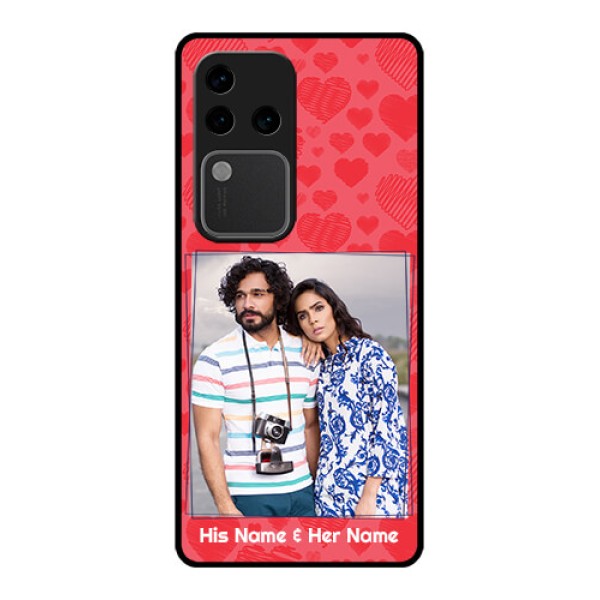 Vivo V30 Pro 5G Custom Glass Phone Case - With Red Heart Symbols Design Vivo V30 Pro 5G Custom Glass Phone Case - With Red Heart Symbols Design