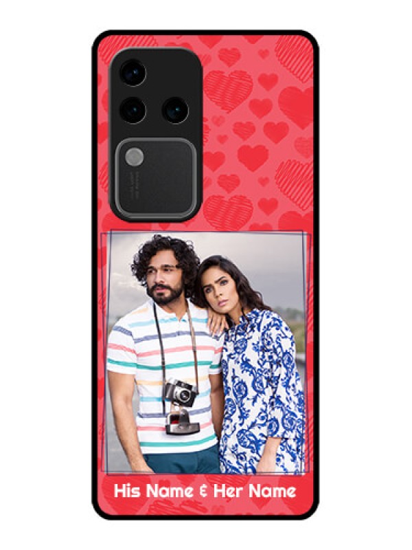 Custom Vivo V30 Pro 5G Custom Glass Phone Case - With Red Heart Symbols Design