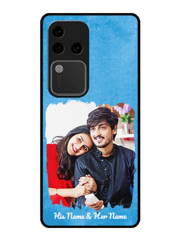 Custom Vivo V30 Pro 5G Custom Glass Phone Case - Blue Color Vintage Design