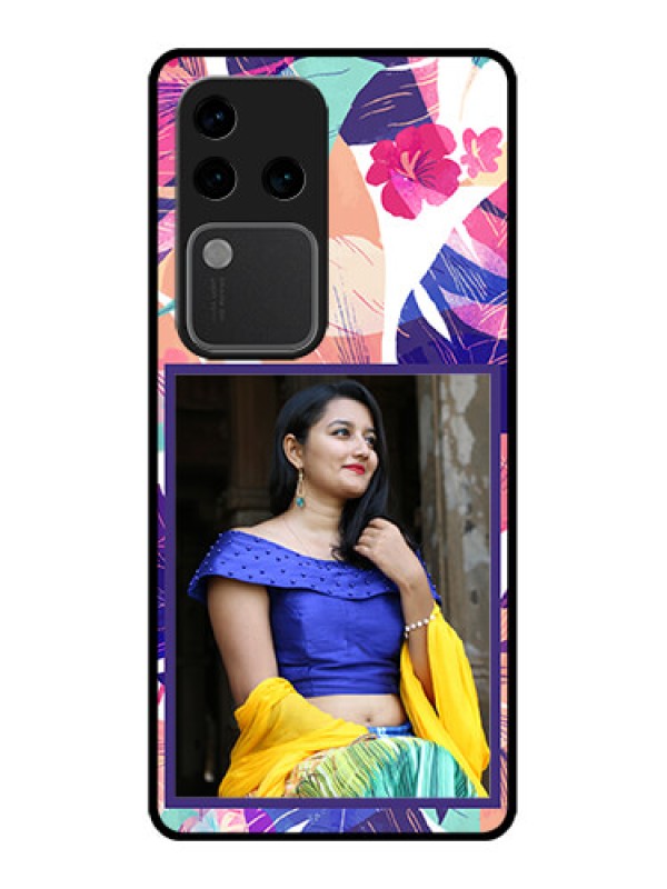 Custom Vivo V30 Pro 5G Custom Glass Phone Case - Abstract Floral Design