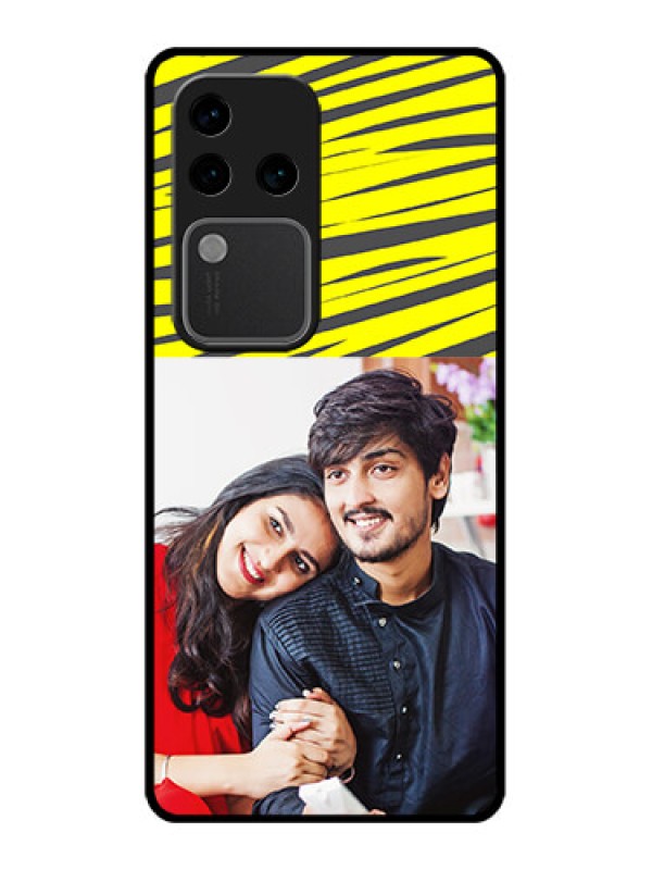 Custom Vivo V30 Pro 5G Custom Glass Phone Case - Yellow Abstract Design