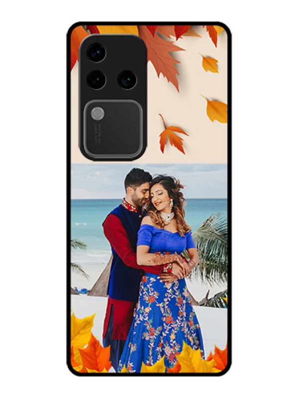 Custom Vivo V30 Pro 5G Custom Glass Phone Case - Autumn Maple Leaves Design