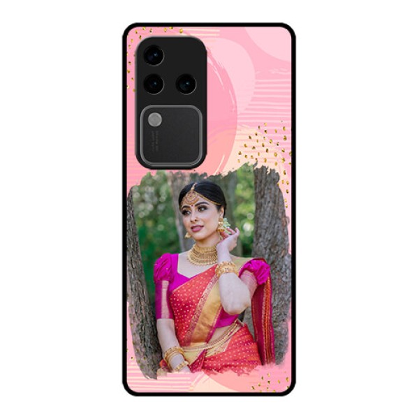 Vivo V30 Pro 5G Custom Glass Phone Case - Gold Glitter Splash Design