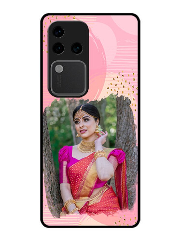 Custom Vivo V30 Pro 5G Custom Glass Phone Case - Gold Glitter Splash Design