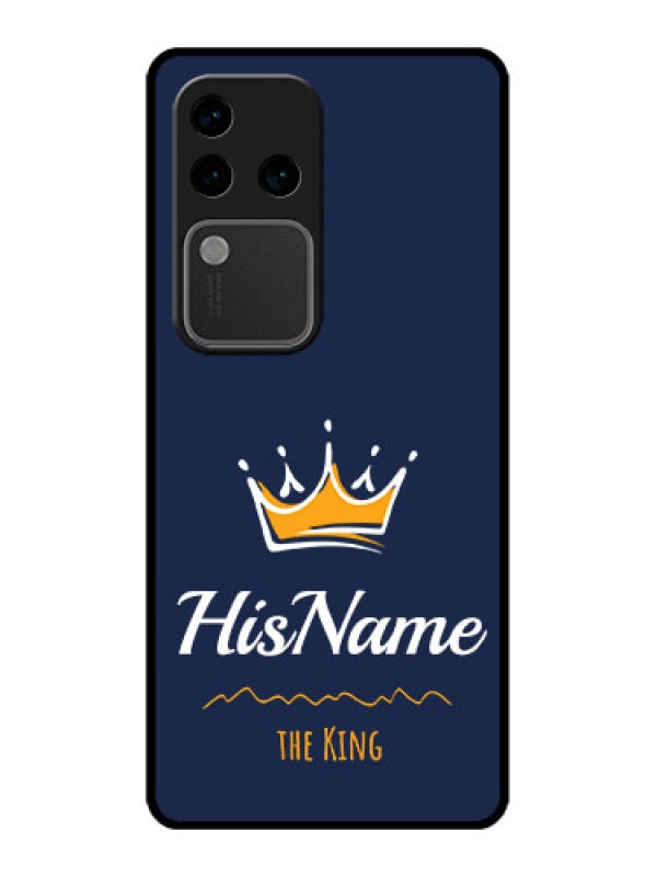 Custom Vivo V30 Pro 5G Custom Glass Phone Case - King With Name Design