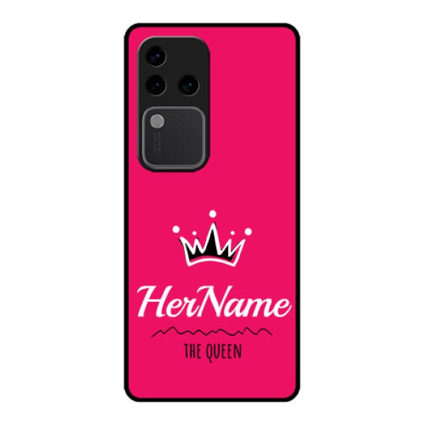 Vivo V30 Pro 5G Custom Glass Phone Case - Queen With Name Design Vivo V30 Pro 5G Custom Glass Phone Case - Queen With Name Design