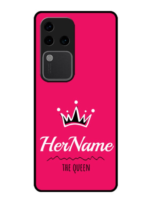 Custom Vivo V30 Pro 5G Custom Glass Phone Case - Queen With Name Design