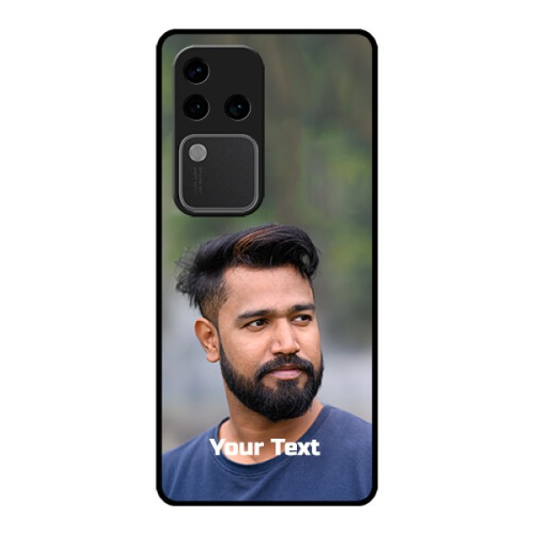 Vivo V30 Pro 5G Custom Glass Phone Case - Photo With Text Design