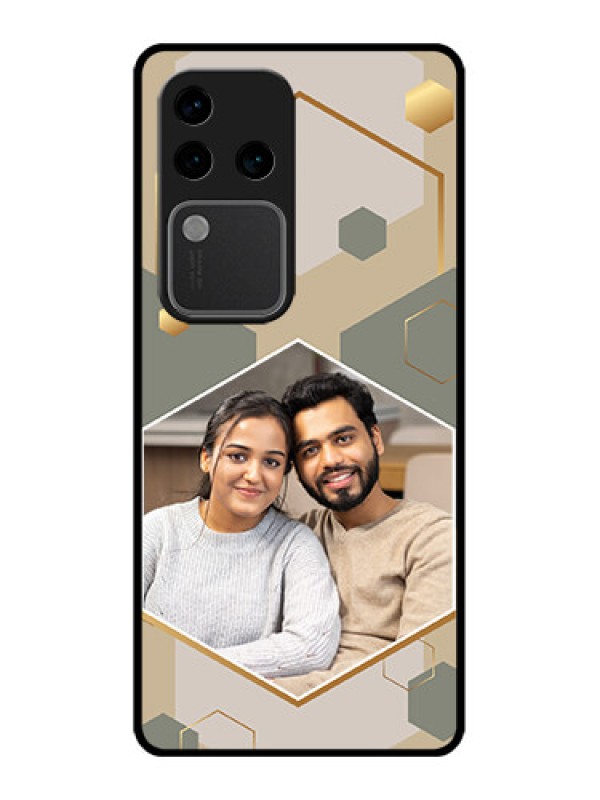 Custom Vivo V30 Pro 5G Custom Glass Phone Case - Stylish Hexagon Pattern Design