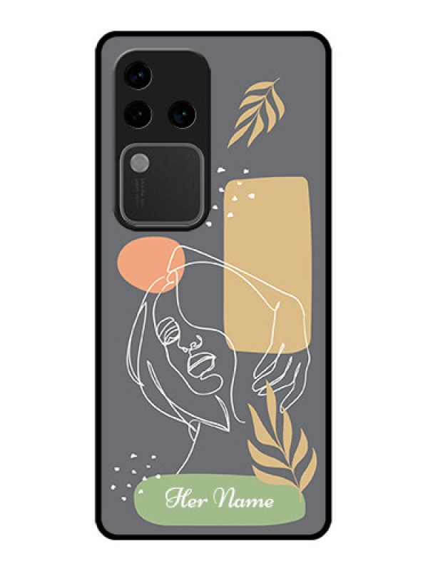 Custom Vivo V30 Pro 5G Custom Glass Phone Case - Gazing Woman Line Art Design