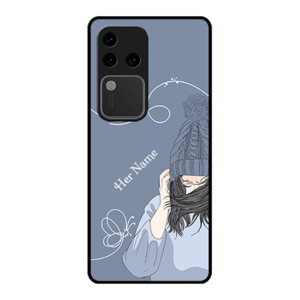 Vivo V30 Pro 5G Custom Glass Phone Case - Girl In Winter Outfit Design Vivo V30 Pro 5G Custom Glass Phone Case - Girl In Winter Outfit Design