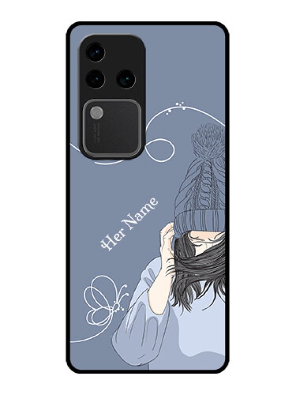 Custom Vivo V30 Pro 5G Custom Glass Phone Case - Girl In Winter Outfit Design