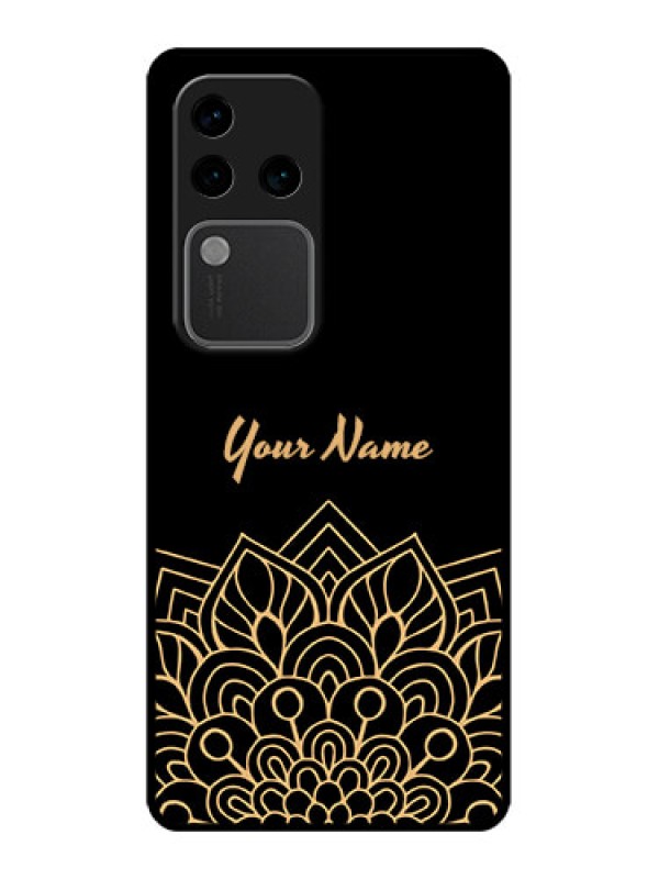 Custom Vivo V30 Pro 5G Custom Glass Phone Case - Golden Mandala Design