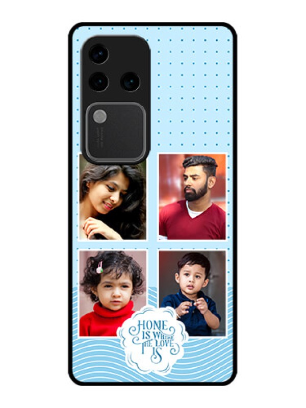 Custom Vivo V30 Pro 5G Custom Glass Phone Case - Cute Love Quote With 4 Pic Upload Design