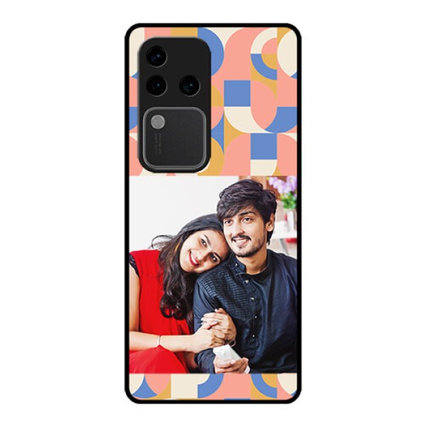 Vivo V30 Pro 5G Custom Glass Phone Case - Semi - Circle Maze Pattern Design
