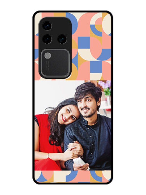 Custom Vivo V30 Pro 5G Custom Glass Phone Case - Semi - Circle Maze Pattern Design
